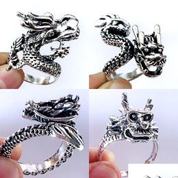 Smart Rings Bk Lots 20Pcs Alloy Chinese Dragon Design Ring Mix Cool Charm Vintage Gift Men Jewellery Wholesale Drop Delivery Dhgarden Dh4Sr