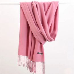 Scarves Fashion Solid Colour Women Scarf Winter Hijabs Tessale Tassels Long Lady Shawls Cashmere Like Pashmina Hijabs Scarves Wraps 231120