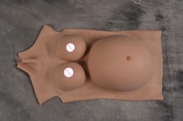 Breast Form 6.3KG Nine Months Pregnant Belly With Fake Chest Fake Cotton/Silicone Filling Boobs Silicone Breast Forms Cosplay Crossdresser 231121
