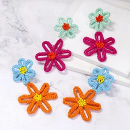 Dangle Earrings 2023 ZAA Handmade Cotton Weave Flower For Women Holiday Party Jewelry