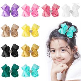Hair Accessories 5inch Girls Solid Bows With Clips Grosgrain Ribbon Kids Headwear Boutique Barrettes Bow-knot Styling Decor Tools