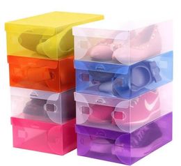 100pcs/lot Women Plastic Clear Shoes Box Storage Organiser 28cm*18cm*10cm Plastic Shoes case