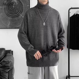 Men's Sweaters Turtleneck Men Pure Colour Casual Simple Japanese Style Harajuku Blocking Plus Size Stylish Teens Tender Graceful Chic