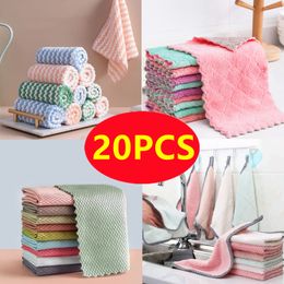 Cleaning Cloths 20PCS Microfiber Towel Absorbent Kitchen Nonstick Oil Dish Rags Napkins Household 230421