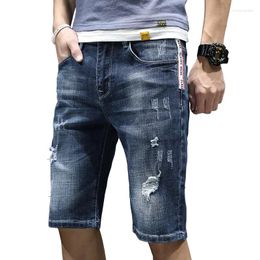 Men's Shorts HCXY Brand Mens Fashion Denim 2023 Summer Stretch Short Jeans For Men Casual Elastic Male