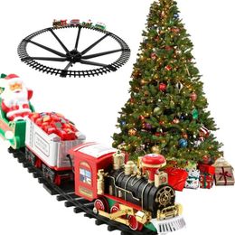 Christmas Decorations Train Electric Toys Tree Decoration Track Frame Railway Car with Sound and Light Gift 231121