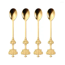 Spoons 4 Pcs Crown Spoon Mini Scoop Golden Stirring Appetizer Coffee Mixing Stainless Steel Bride Household Tableware Tea