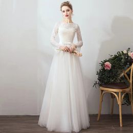 Light wedding dress 2023 new winter brides Mori long sleeve simple show thin wedding dress