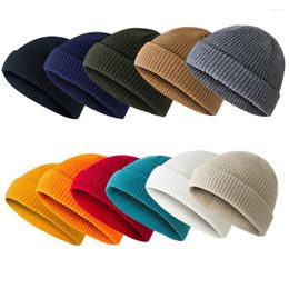 Berets 20 Colors Winter Warm Casual Short Thread Hip Hop Beanies Hat Korean Adult Women Men Elastic Wool Knitted Skull Cap Wholesale