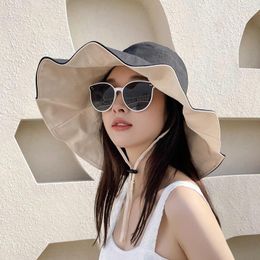 Wide Brim Hats Fashion Summer Sun Hat For Female Outdoor Casual UV Protection Women Visor Beach Foldable Panama Cap