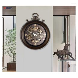 Wall Clocks American Retro Art Clock European Iron Creative Gear Household Living Room Personalized Decorative Pointer