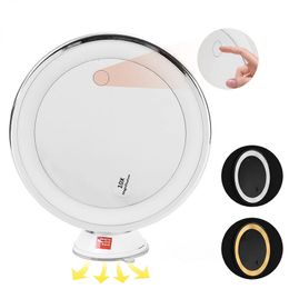 Compact Mirrors Flexible Makeup Mirror 10x Magnifying Mirrors With LED Mirror USB charging 14 Led Lighted Touch Screen Table Cosmetic Mirrors 231120