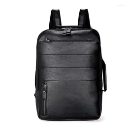 Backpack AIWITHPM Male Fashion Casual Bag Men Women Waterproof For Travel Quality PU Leather Backpacks Laptop Computer Bookbag