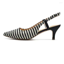 Dress Shoes 2023 European And American Women's Casual Stripes Comfortable High Heel Single 4471