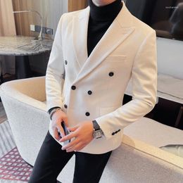 Men's Suits Double Breasted Blazer High Quality Autumn Winter Suit Jackets For Men Clothing Two Buttons Slim Fit Formal Coats 4XL