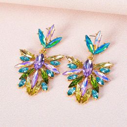 Dangle Earrings Light Green Pink Flower Pendant Statement Exaggerated Big Drop For Women Girls Fashion Party Jewellery Wholesale