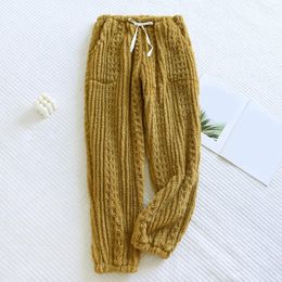 Women's Pants Autumn And Winter Warm Trousers Plus Size Women Flannel Sleeping Coral Velvet Drawstring Home Casual Fashion