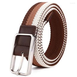 Belts 3.5cm Outdoor Canvas Men's Belt Solid Colour Black And Red Striped Woven Alloy Pin Buckle Sports Overalls For Men Women
