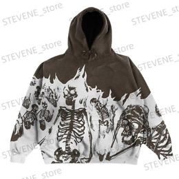 Men's Hoodies Sweatshirts BIG PROMOTION y2k Autumn/Winter Men's Gothic Skull Pattern Hip Hop Casual Sweatshirt Cutting Vintage Clothes Zipper Hoodie T231121