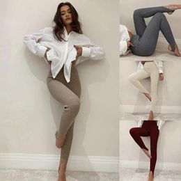 Women's Pants Women Sports Yoga Leggings Step Foot High Waist Casual Stripe Solid Colour Pantyhose Appear Thin Fitness Dancing