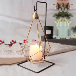 Candle Holders Iron Hanging Holder Geometric With Black-Iron Stand Luxury Romantic Decor Easy To Use