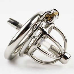 Small Male Bondage Chastity Device With Urethral Catheter Spike Ring BDSM Sex Toys Stainless Steel Chastity Belt Short Cag