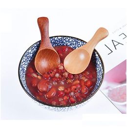 Spoons High Quality Coffee Scoop Short Handle Wide Mouthed Milk Powder Spoon Wooden Connt Teaspoon Small Exquisite Dinnerware Lx0446 Dhohp