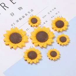 Charms 10pcs Kawaii Sunflowers Flowers For Jewellery Making Resin Flatback Pendant Diy Earring Keychain Hairpin Findings C1366