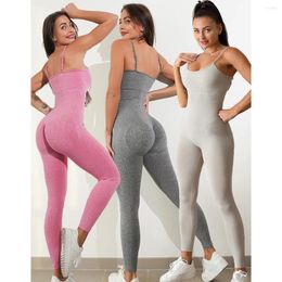 Active Sets Seamless Jumpsuit Yoga Set Sport Outfits Women One Piece Suit Bodysuit Crop Top Leggings Workout Gym Fitness Clothing