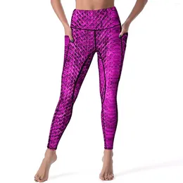 Active Pants Snakeskin Print Yoga Pink And Purple Fitness Leggings Push Up Quick-Dry Sports Tights Vintage Graphic Legging Gift