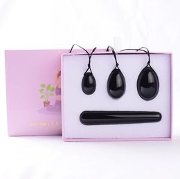 4PC Set Yoni Eggs Massage Jade Stone Natural Obsidian Mineral Quartz Massager Healing Ball Kegel Exercise Tool Pelvic Floor Muscle For Women