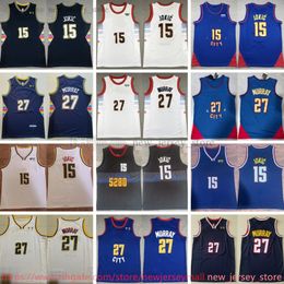 2023-24 New Season Basketball 15 Nikola Jokic Jersey Stitched 27 Jamal Murray 50 Aaron Gordon Jerseys Blue City White Navy Blue Breathable Sports Shirts