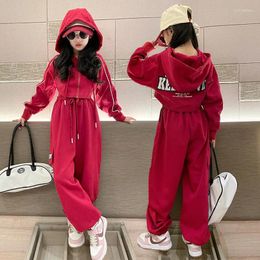 Clothing Sets Girls Autumn Coat Pants 2 Piece Set 2023 Korean Hip Hop 4-16 Years Children's Outdoor Outfits Casual Sports Fashion