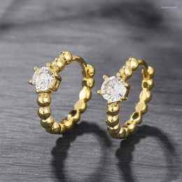 Hoop Earrings Huitan Metal Gold Color For Women Dainty Ear Accessories Daily Fashion Versatile Teen's Statement Jewelry
