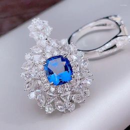 Cluster Rings HJY GUILD Blue Sapphire Ring 2.96ct Real 18K Gold Natural Unheat Cornflower Gemstone Diamonds Stone Female