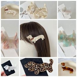 Hair Accessories Acetic Acid Acetate Animal Dog Clip Diamond Cartoon Dachshund Hairpin Y2k Headdress Rhinestone Duckbill Girl