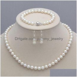 Bracelet Earrings Necklace 8-9Mm Natural Akoya Ctured Pearl Add Bracelet Jewellery Set Seller Informati Drop Delivery Sets Dhaxs