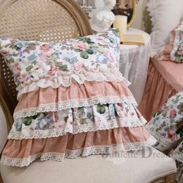 Pillow Vintage Cases Lace Ruffle Handmade Designer For Bedding Linen Cover Cake Layers Pillowcase Throw Pillows