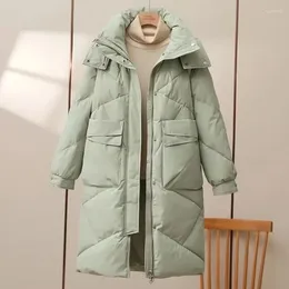 Women's Trench Coats 2023 Women Long Down Cotton Jacket Korean Loose Coat Winter Thicken Warm Parkas Outwear Hooded