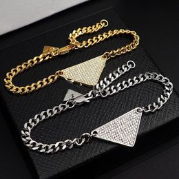 Tennis Letter Metal Triangle Full Diamond Bracelet Couple Classic Triangle Bracelet