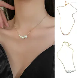 Pendant Necklaces Korean Style Imitation Pearl Short Necklace For Women Charm Simple Metal Chain Choker BraceletFashion Set Jewellery