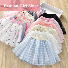 Skirts 1 6Y Cute Tutu for Girl Summer Children Floral Plaid Kids Pink faldas Dance Party jupe Soft Mini Tulle Girls 230420