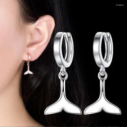 Hoop Earrings Baby Princess 925 Silver Mermaid Ear Buckles Cute Fish Tail Earring For Girl Child Woman Aros Huggies Korea Jewelry