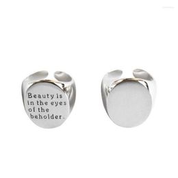 Cluster Rings Creative Letter Smooth Brushed Silver Colour Open Ring Fashion Party Jewellery With Female Charm Nightclubs&Bars Accessories