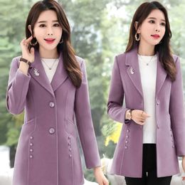 Women's Suits Blazers Autumn Winter Wool Jacket Womens Clothing Mid Long Double Breasted Woolen Coats Slim Wild Elegant Female Korean Outerwear M-4XL 231121