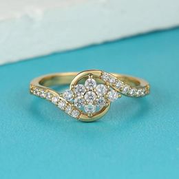 Wedding Rings Female Charm Flower Snowflake For Women White Zircon Bands Antique Gold Colour Wave Engagement Ring Party Jewellery