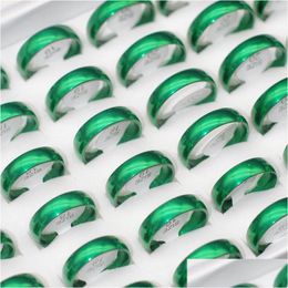Couple Rings Wholesale 30/50Pcs Newest Cute Green Band Size 1721Mm Mix 6Mm Round No Fade Women Girls Punk Rock Hip Hop Lover Dhgarden Dhir5