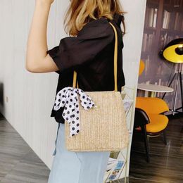 Evening Bags Cute Straw Bag With Ribbon Handbag Vacation Woven Beach Women Korean Style Shoulder Bohemian