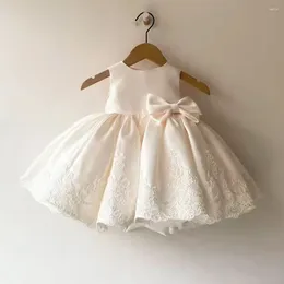 Girl Dresses Eid White Luxury Glitter Kids Party Layers Ball Gown Princess Dress Flower Appliques Baby