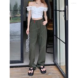 Women's Jeans Women Bottoms Green Vintage Straight Baggy High Waist Wide Leg Pants Casual Self Cultivation Denim Trouser Ladies Summer